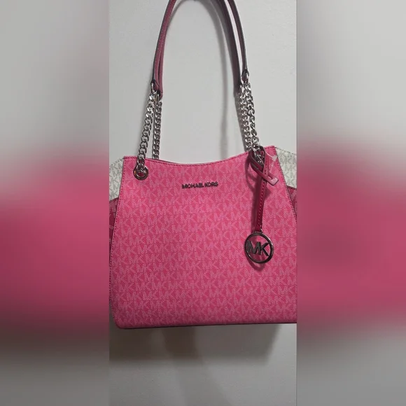 Michael Kors Pink/cream/cranberry Ombre Tote Bag Nwt - Picture 2 of 7